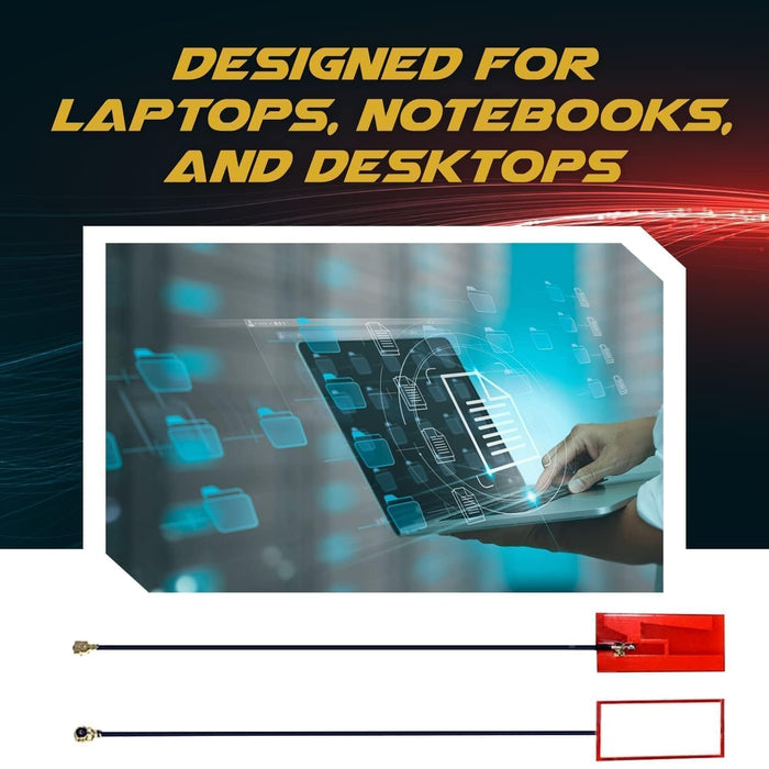 WiFi Antenna for PC, Laptop, Desktop & Motherboard | 2.4GHz/5GHz/6GHz | 4th Generation U.FL (Compatible with MHF4 and IPEX4) Connectors on M2 Wi-Fi Cards | 2-Pack 25cm (10in)