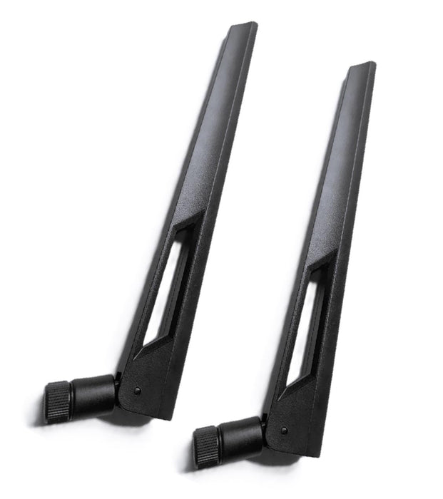 Schwarze und schwarze 10-dBi-Dualband-Signalverstärker-WLAN-Antennen (2,4 GHz/5 GHz-5,8 GHz) mit SMA-Stecker für drahtlose Kamera, Router, Hotspot – 2er-Pack