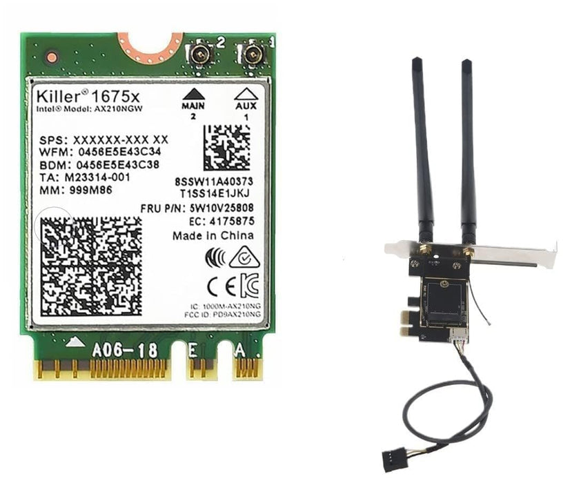 AX1675x Killer Series Desktop Wi-Fi 6E Kit | 2,4 Gbit/s | Bluetooth 5.3-Unterstützung | PCIe x4 | Tri-Band 2,4/5/6 GHz Kein vPro AX210.NGWG.NVX