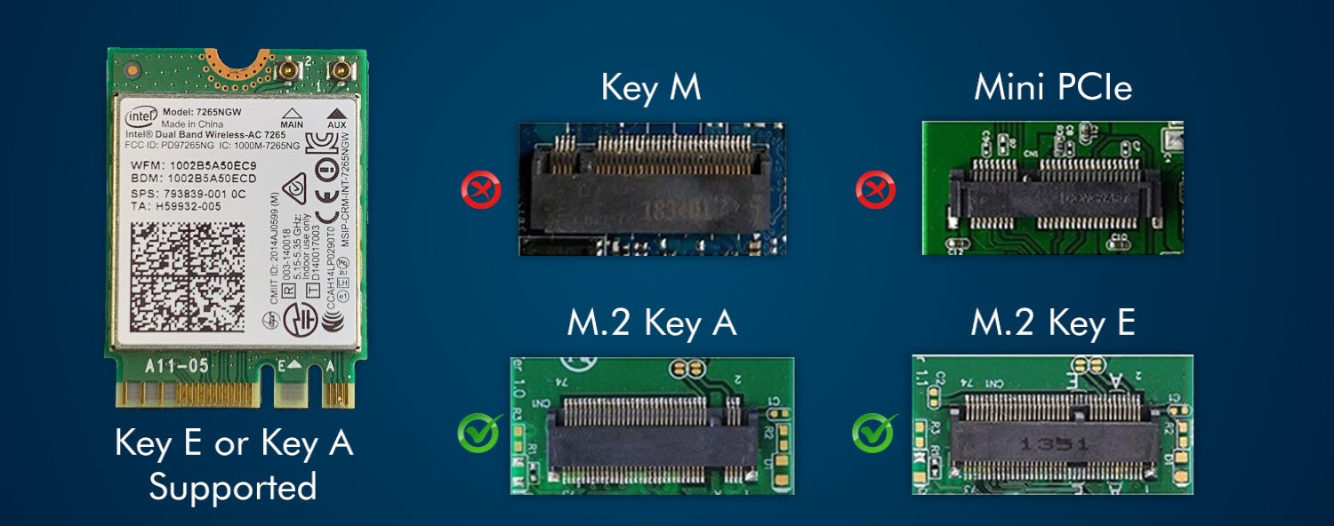 Legacy M.2 Wi-Fi-Adapter für Intel 7265 Wireless-AC | 867 Mbit/s Wi-Fi mit Bluetooth 4.0 | 2,4 GHz und 5 GHz Netzwerkkarte | 7265NGW
