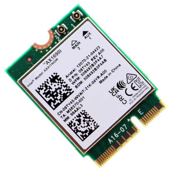 1690i AX411NGW 802.11AX 6GHz Wi-Fi 6E M.2 CNVio2 Tri Band 2,4Gbps Drahtloser WiFi-Adapter mit Bluetooth 5.3 9TY45 für Intel AX411 Windows 10/11