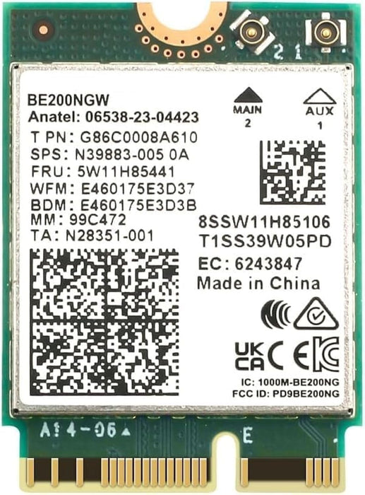 BE1750x Killer Series Desktop-WLAN-Kit | Wi-Fi 7 Tri Band 2,4/5/6 GHz | 5,8 Gbit/s | Bluetooth 5.4-Unterstützung | M.2 PCIe | Keine vPro 802.11BE Wireless-Karte BE200.NGWG.NVX