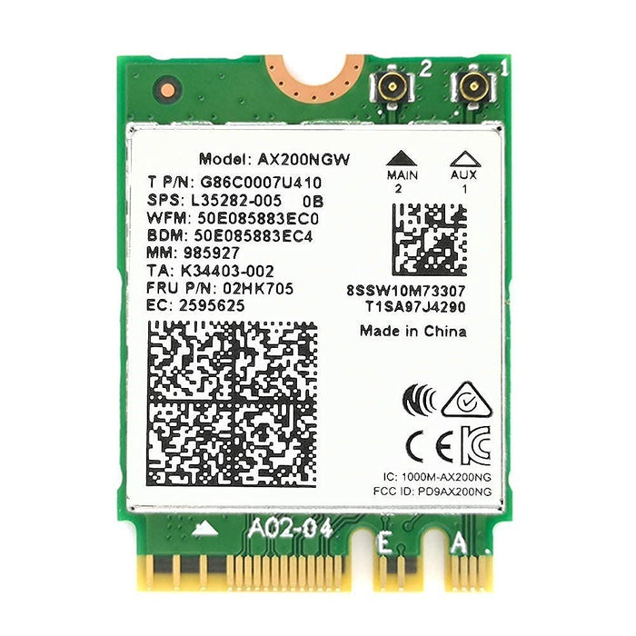 Diseñado para el adaptador Intel AX200 WiFi 6 de doble banda | Interfaz M.2 802.11ax para PC | Hasta 2,4 Gbps | Bluetooth 5.2 habilitado | Compatible con la mayoría de los sistemas | AX200NGW Sin vPro