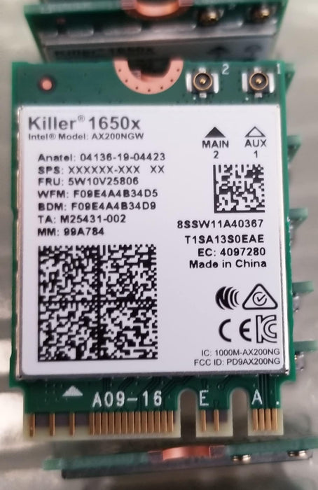 Killer Series für Intel AX1650x Gaming WiFi 6 Upgrade-Adapter | M.2 WiFi-Karte für PCs | 2,4 Gbit/s WiFi | Bluetooth 5.2 kompatibel | Funktioniert mit Intel, AMD, Windows 10 und neuer, Linux