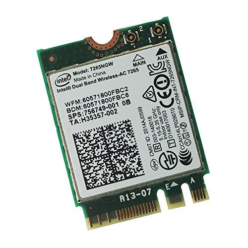 Intel 7265NGW Dual Band 2x2 Wireless AC + Bluetooth 4.0 M2 Schnittstelle unterstützt auch 802.11 AC