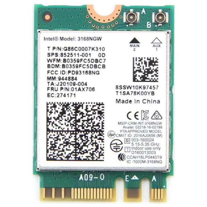Legacy M.2 Wi-Fi Adapter für Intel 3168 Wireless-AC | 433 Mbit/s WLAN mit Bluetooth 4.2 | 2,4 GHz & 5 GHz Netzwerkkarte | Funktioniert mit Intel, AMD, Linux & Windows | 3168NGW Wireless-Adapter