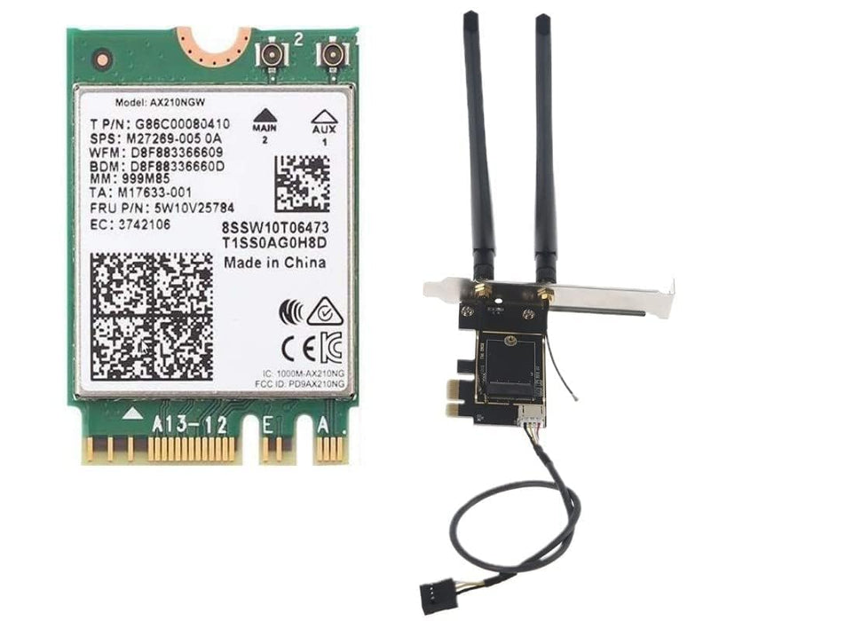 AX210 Desktop Wi-Fi Kit | 2.4 Gbps | Bluetooth 5.3 Support | PCIe x4 | Wi-Fi 6E Tri Band 2.4/5/6 GHz No vPro AX210NGW