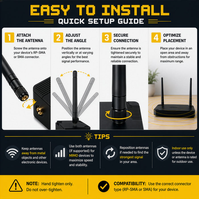 10dBi Tri-Band Adjustable External WiFi Antenna Pair | SMA Black/Bronze
