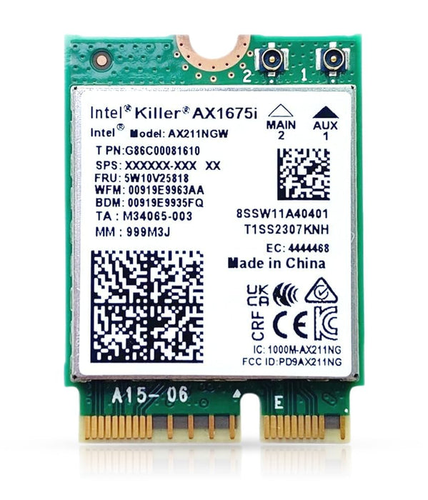 HighZer0 Electronics AX1675i Killer Series Verbesserter WiFi 6E-Adapter | Gaming-WiFi-Adapter | CNVio2 M.2-WiFi-Karte | 2,4-Gbit/s-WiFi für PC | Bluetooth 5.3-Unterstützung | Erfordert Intel-CPU der 11. Generation oder höher