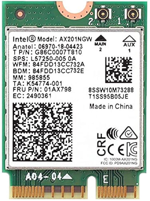 AX201Intel AX201NGW Wi-Fi 6 AX201 Wireless Card - Bluetooth 5.1-2.4 GHz - 5 - M.2 2230-2.4 Gbps - Dual Band (Renewed)