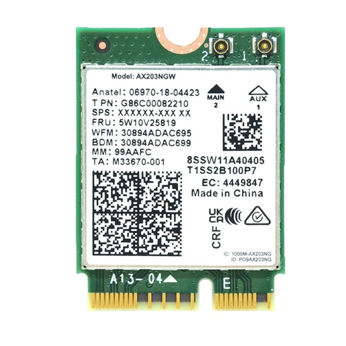 WiFi 6 Adapter for Intel AX203 | Dual Band Up to 1.2 Gbps | CNVio2 M.2 | Bluetooth 5.2 Support | Requires Intel 10th Gen and Above CPUs, Windows 10 & 11, Linux | AX203NGW