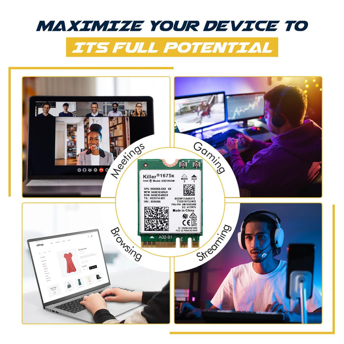 Killer Series für Intel AX1675x Gaming WiFi 6E Adapter-Upgrade | M.2 WiFi-Karte für PC | 2,4 Gbit/s WiFi | Bluetooth 5.3-kompatibel | Für die meisten Intel- und AMD-Systeme