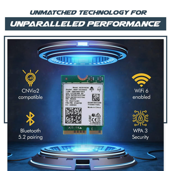 HighZer0 Electronics AX201 WiFi 6 Card | Dual Band Wi-Fi | 2.4 Gbps | CNVio2 M.2 Wifi Card for PC | Supports Bluetooth 5.2 | Requires Intel 10th+ Gen CPU with Windows 10+ or Linux | AX201NGW