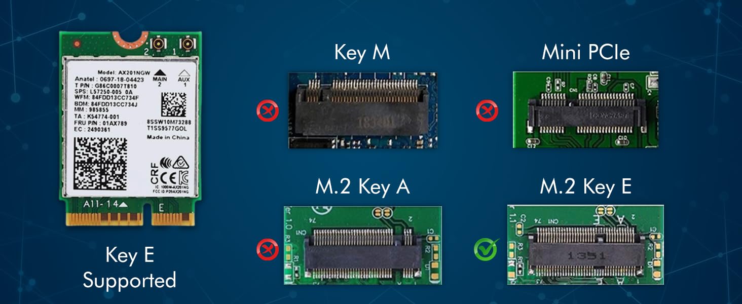 HighZer0 Electronics AX201 WiFi 6-Karte | Dualband-WLAN | 2,4 Gbit/s | CNVio2 M.2-WLAN-Karte für PC | Unterstützt Bluetooth 5.2 | Erfordert Intel-CPU der 10. Generation oder höher mit Windows 10+ oder Linux | AX201NGW