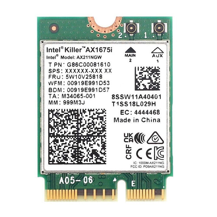 Killer Series für Intel AX1675i WiFi 6E Gaming-Adapter-Upgrade | CNVio2 M.2 WiFi-Karte | 2,4 Gbit/s WiFi für PCs | Bluetooth 5.3 wird unterstützt | Entwickelt für Intel-CPUs der 11. Generation und höher
