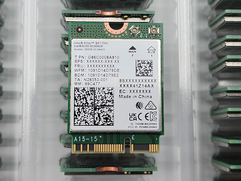 Intel Killer BE200 1750x &amp; BT 5.4 Wi-Fi 7-Karte mit M.2. PCIe Key E-Schnittstelle für Intel-Prozessoren, Einzelpackung. Ultraniedrige Latenz, ideal für Gaming.