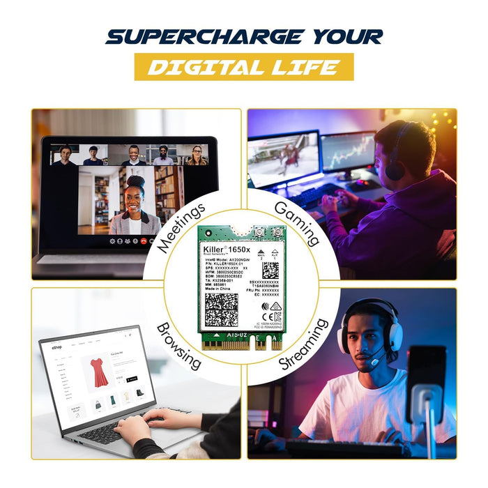 HighZer0 Electronics AX1650x Killer Series WiFi 6 Upgrade | Gaming WiFi Adapter | M.2 Wifi Card for PC | 2.4 Gbps WiFi for PC | Supports Bluetooth 5.2 & Intel, AMD, Windows 10+, Linux