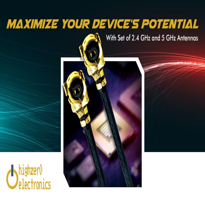 WiFi Antenna for PC, Laptop, Desktop & Motherboard | 2.4GHz/5GHz/6GHz | 4th Generation U.FL (Compatible with MHF4) Connectors on M2 Wi-Fi Cards | 2-Pack 10cm (4in)