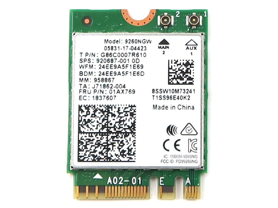 Wireless-Karte G86C0007R610 Kompatibles Ersatzteil für Intel Wireless-AC 9260 9260NGW M.2 2230 1,73 Gbit/s PCI-Express USB WiFi 5 802.11ac Bluetooth 5.1