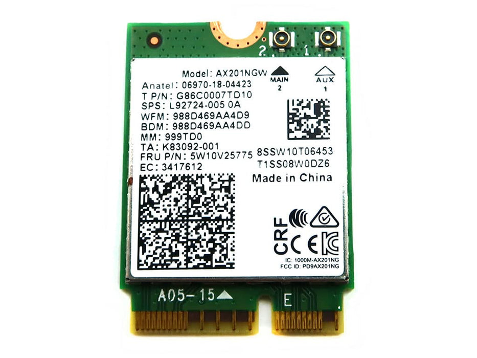 AX201NGW Dual Band CNVio2 M.2 802.11ax WLAN Bluetooth 5.1 WiFi Card L92724-005 Compatible Replacement Spare Part for Intel Compatible and Laptop Systems