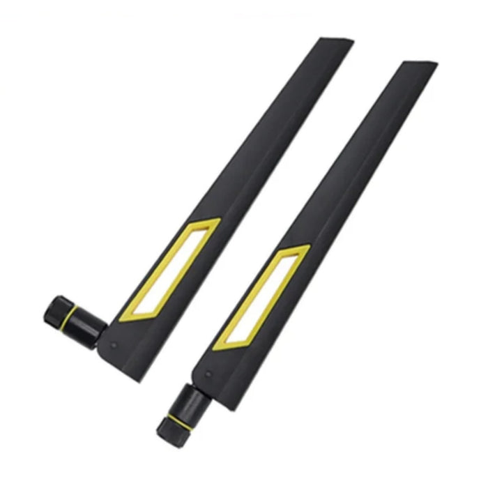 Black and Gold 10dBi Dual Band Signal Booster Wi-Fi Antennas (2.4GHz/5GHz-5.8GHz) with RP-SMA Male Connector for Wireless Camera, Router, Hotspot - 2 Pack