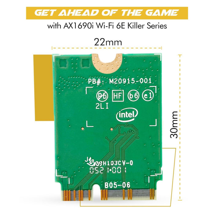 HighZer0 Electronics AX1690i Killer Series Adaptador WiFi 6E actualizado | Adaptador WiFi para juegos | Tarjeta Wifi CNVio2 M.2 | WiFi de 3,0 Gbps para PC | Soporte Bluetooth 5.3 | Requiere CPU Intel de 12.ª generación o más