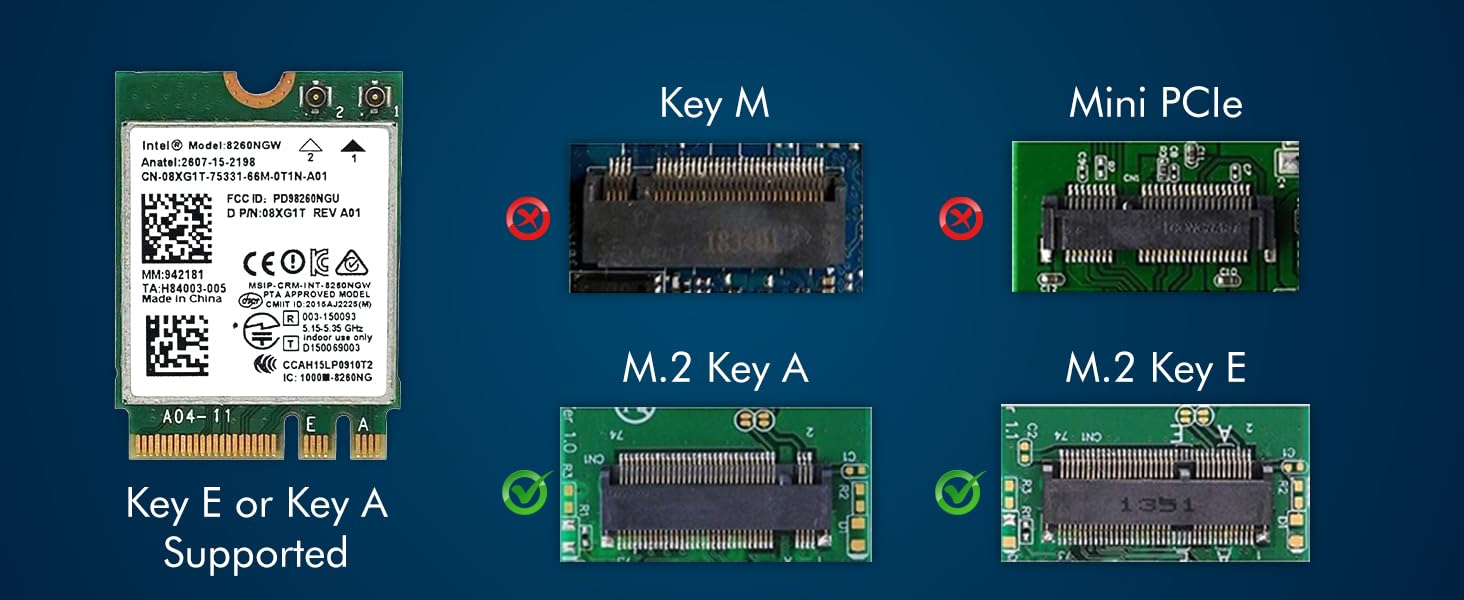 HighZer0 Electronics Wireless-AC 8260 Legacy WLAN-Adapter | 867 Mbit/s WLAN mit Bluetooth 4.2 | 2,4 GHz und 5 GHz Netzwerkkarte | Unterstützt Intel AMD Linux und Windows | 8260NGW Wireless Adapter