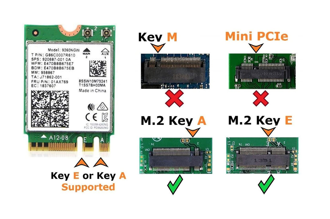 Legacy M.2 WiFi-Karte für Intel AC 9260 mit Bluetooth 5.1 | Bis zu 1,73 Gbit/s, MU-MIMO, WiFi 5 | Funktioniert mit Intel, AMD, Linux und Windows 10/11 | Kein vPro | Modell 9260NGW WiFi-Adapter