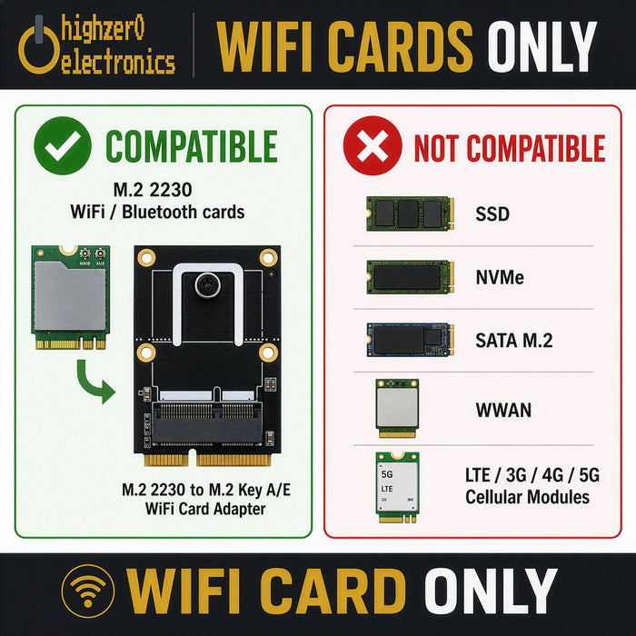 Mini-PCIe-auf-M.2-Key-E-WLAN-und-Bluetooth-Kartenadapter | M.2-NGFF-Key-E/A+E-Konverter für 2230-WLAN-Karten | Kompatibel mit Intel AX210 AX200 9260 8265 8260 BE200
