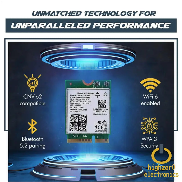 Highzer0 Electronics Ax1650i Killer Series Upgraded Wifi 6 Adapter | Gaming | Cnvio2 M.2 Wifi Card | 2.4 Gbps for Pc | Bluetooth 5.2