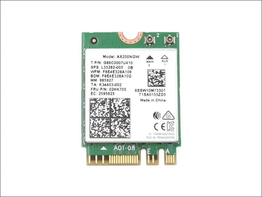 HIGHZER0 ELECTRONICS WIFI 6 CARD AX200NGW, PCI EXPRESS, WI-FI AX200 (GIG+) PCI-EXPRESS M.2 2230 802.11AX WLAN 2.4GBPS BLUETOOTH 5.2 02HK705
