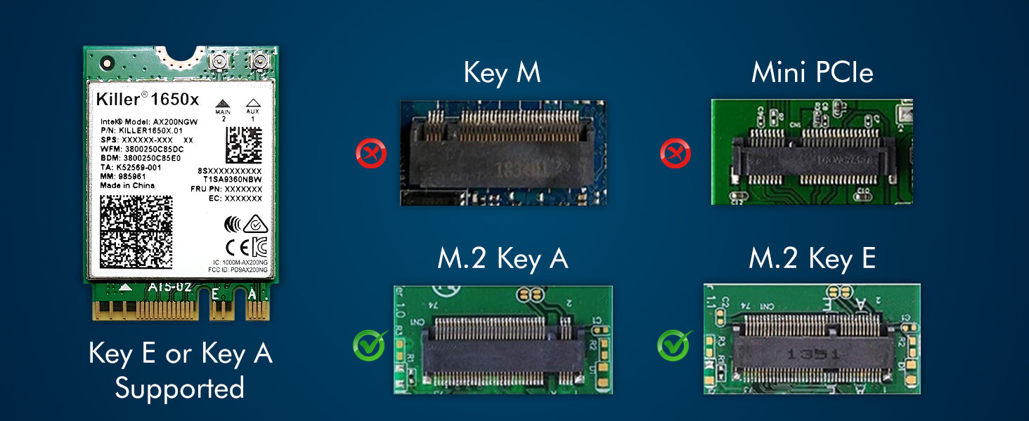 HighZer0 Electronics AX1650x Killer Series WiFi 6 Upgrade | Gaming-WiFi-Adapter | M.2-WiFi-Karte für PC | 2,4 Gbit/s WLAN für PC | Unterstützt Bluetooth 5.2 &amp; Intel, AMD, Windows 10+, Linux