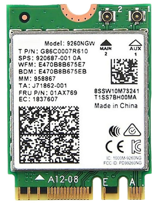 HighZer0 Electronics Tarjeta de red heredada AC 9260 802.11ac M.2 Bluetooth 5.1 | WiFi 5 hasta 1,73Gbps, MU-MIMO | Compatible con Intel, AMD, Linux y Windows 10/11 | Adaptador WiFi 9260NGW