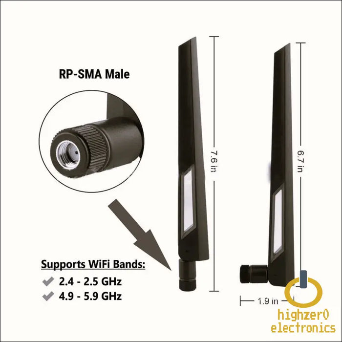 Black and 10dbi Dual Band Signal Booster Wi-fi Antennas (2.4ghz/5ghz-5.8ghz) with Rp-sma Male Connector for Wireless Camera Router Hotspot