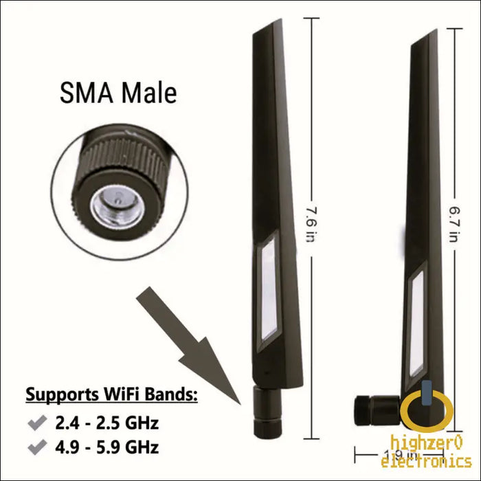 Black and 10dbi Dual Band Signal Booster Wi-fi Antennas (2.4ghz/5ghz-5.8ghz) with Sma Male Connector for Wireless Camera Router Hotspot - 2