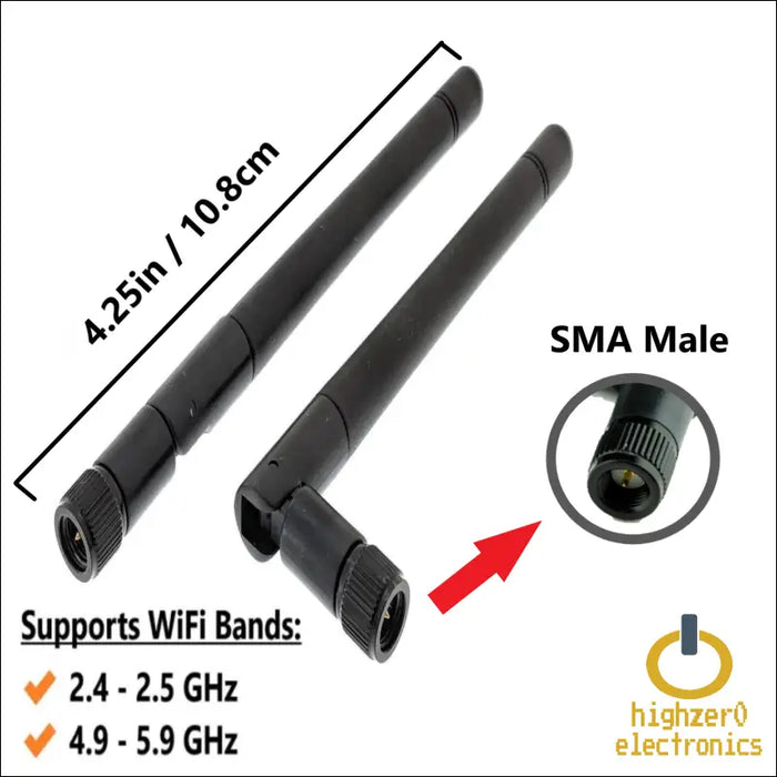 Black 3dbi Dual Band Signal Booster Mini Wi-fi Antennas (2.4ghz/5ghz-5.8ghz) with Sma Male Connector for Wireless Camera Router Hotspot - 2