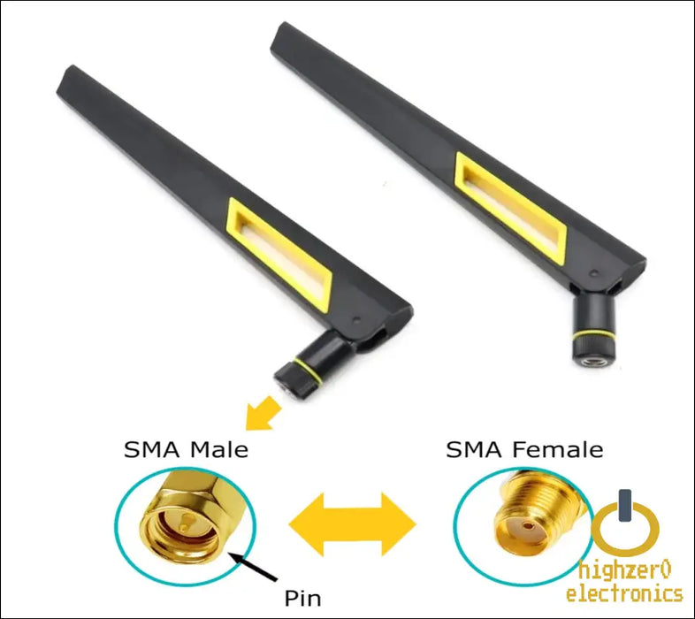 Black And Gold 10dbi Dual Band Signal Booster Wi-fi Antennas (2.4ghz/5ghz-5.8ghz) With Sma Male Connector For Wireless Camera Router