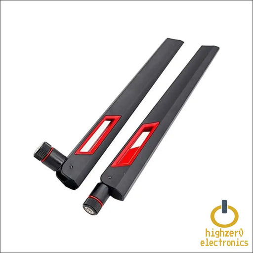 Black and Red 10dbi Dual Band Signal Booster Wi-fi Antennas (2.4ghz/5ghz-5.8ghz) with Rp-sma Male Connector for Wireless Camera Router