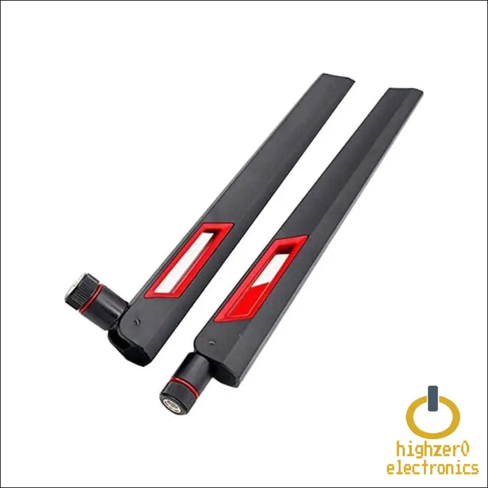 Black And Red 10dbi Dual Band Signal Booster Wi-fi Antennas (2.4ghz/5ghz-5.8ghz) With Rp-sma Male Connector For Wireless Camera Router