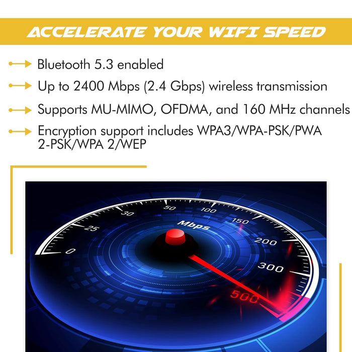 HighZer0 Electronics AX1675x Killer Series Verbesserter WiFi 6E Adapter | Gaming WiFi Adapter | M.2 WiFi Karte | 2,4 Gbps WiFi für PC | Unterstützt Bluetooth 5.3 &amp; Intel, AMD mit Windows 10+, Linux