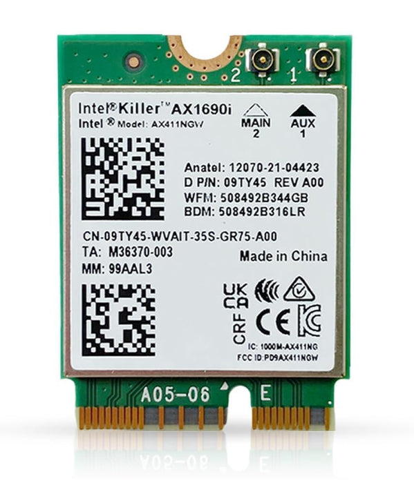 HighZer0 Electronics AX1690i Killer Series Adaptador WiFi 6E actualizado | Adaptador WiFi para juegos | Tarjeta Wifi CNVio2 M.2 | WiFi de 3,0 Gbps para PC | Soporte Bluetooth 5.3 | Requiere CPU Intel de 12.ª generación o más