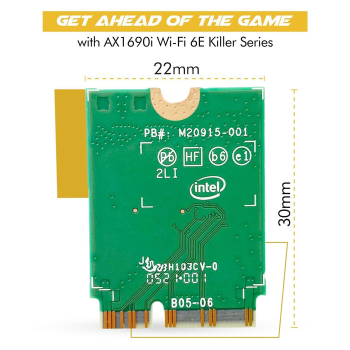 Killer Series für Intel AX1690i WiFi 6E Gaming-Adapter-Upgrade | CNVio2 M.2 WiFi-Karte | High-Speed ​​3,0 Gbps WiFi für PC | Bluetooth 5.3-Unterstützung | Unterstützt Intel-CPUs ab der 12. Generation