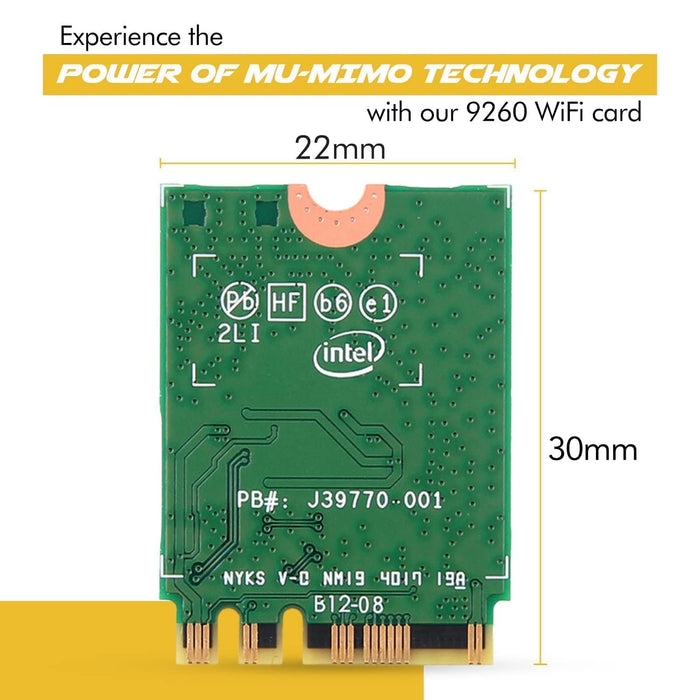 HighZer0 Electronics Tarjeta de red heredada AC 9260 802.11ac M.2 Bluetooth 5.1 | WiFi 5 hasta 1,73Gbps, MU-MIMO | Compatible con Intel, AMD, Linux y Windows 10/11 | Adaptador WiFi 9260NGW