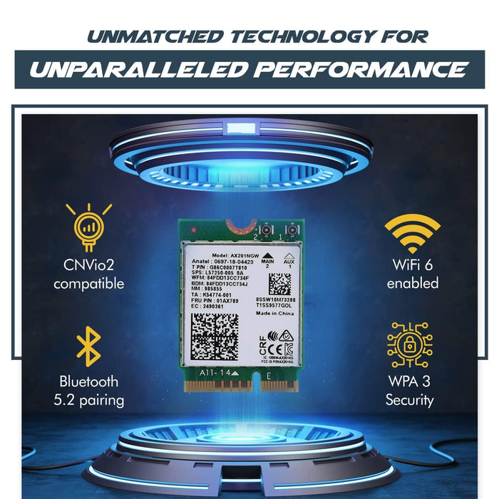 HighZer0 Electronics AX201 WiFi 6-Karte | Dualband-WLAN | 2,4 Gbit/s | CNVio2 M.2-WLAN-Karte für PC | Unterstützt Bluetooth 5.2 | Erfordert Intel-CPU der 10. Generation oder höher mit Windows 10+ oder Linux | AX201NGW