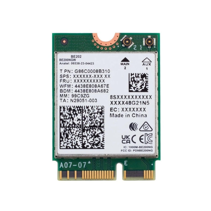 WiFi 7 Adapter for Intel BE202 | M.2 PCIe Format | Tri-Band 2.4/5/6 GHz | Up to 2.4 Gbps | WiFi Card for PCs | Bluetooth 5.4 Compatible | For Intel PC with Windows 10/11 | BE202NGW