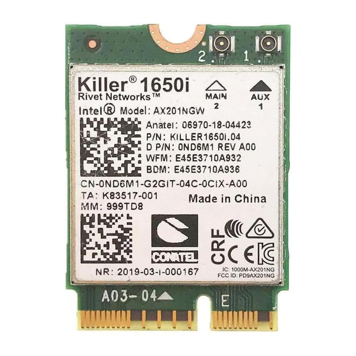 Killer-Serie für Intel AX1650i WiFi 6 Gaming Adapter Upgrade | CNVio2 M.2 WiFi-Karte | 2,4 Gbit/s WiFi für PCs | Bluetooth 5.2 Unterstützung | Entwickelt für Intel CPUs der 10. Generation und neuer