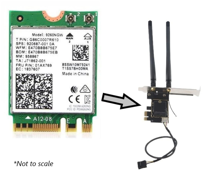 AC9260 Desktop Wi-Fi Kit | PCIe x4 | 1.73 Gbps | Bluetooth 5.1 Support | Wi-Fi 5 Wireless-AC No vPro 9260NGW