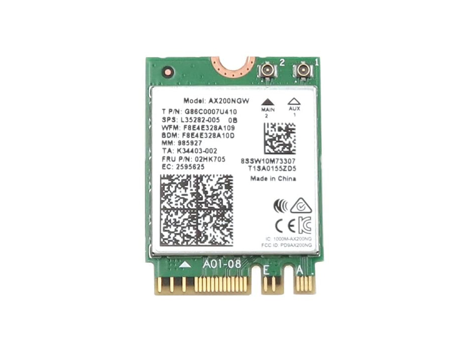 AX200NGW Wi-Fi 6 AX200 (Gig+) PCI-Express M.2 2230 802.11ax WLAN 2.4Gbps Bluetooth 5.2 WiFi Card 02HK705 11S02HK705 Compatible Replacement Spare Part for Intel Compatible and Laptop Systems