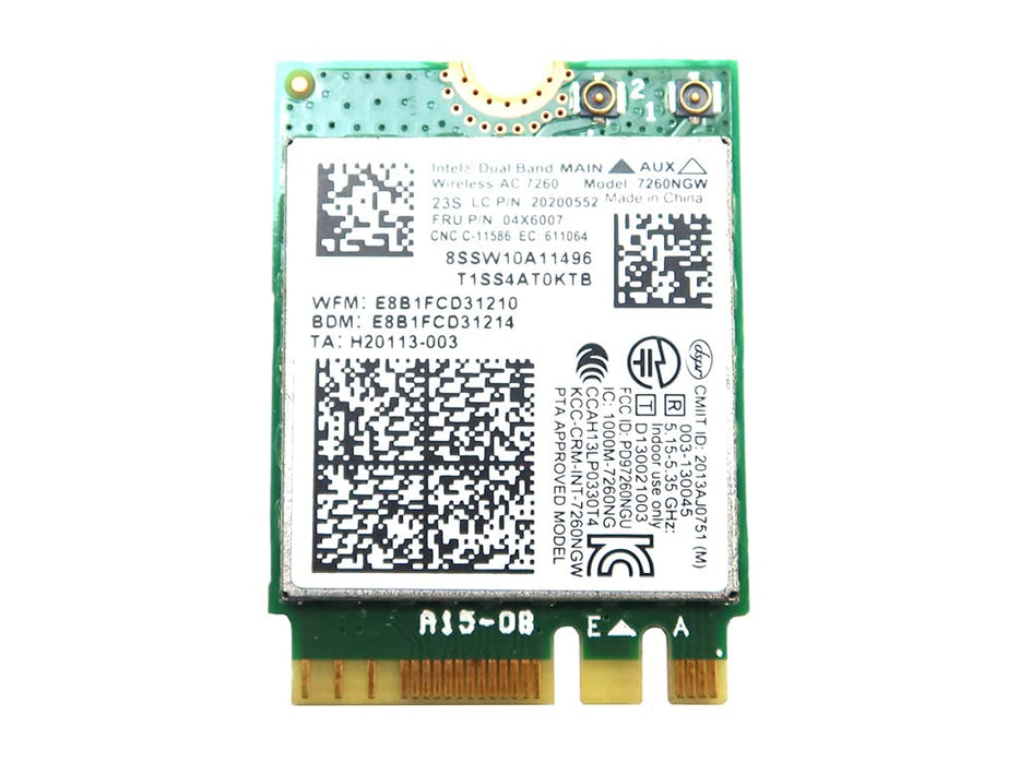 Intel Dual Band Wireless-AC 7260 7260 WiFi + Bluetooth 4.0 Combo-Karte für Lenovo N20 Chromebook, FRU 04X6007 20200552 T440 T440S T440P X230S X240 X240S L440 W540 WLAN