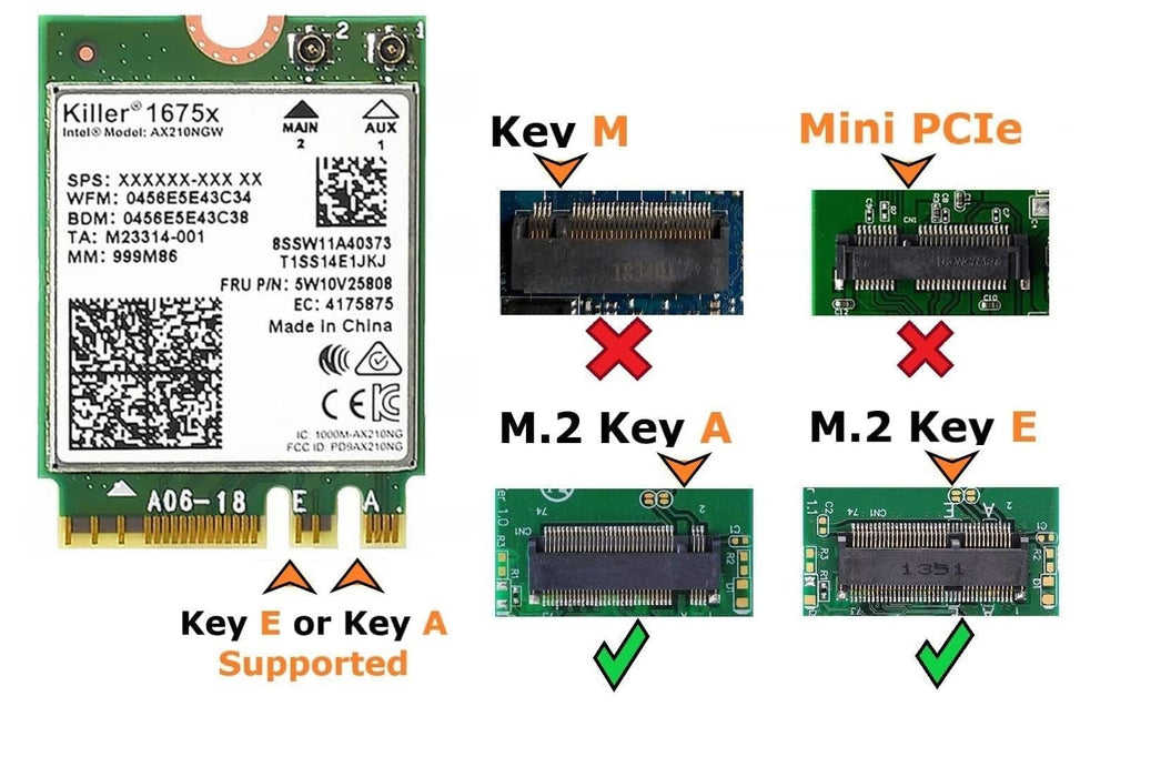 Killer Wi-Fi 6E AX1675x Tri Band AX210 M.2 2230 Bluetooth 5.3 WiFi Card (Single Pack)